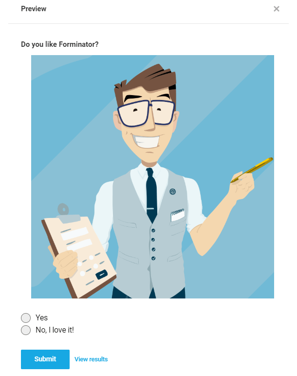 Live preview opened in Forminator poll