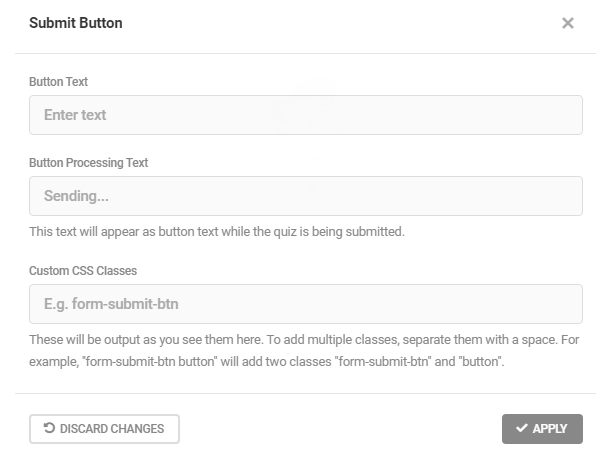 Edit submit options for Forminator quiz