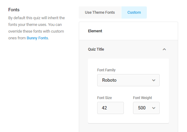Adjust fonts in Forminator quiz