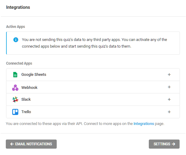 Available 3rd-party integrations in Forminator quizzes