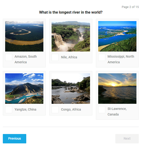 Paginated quiz example