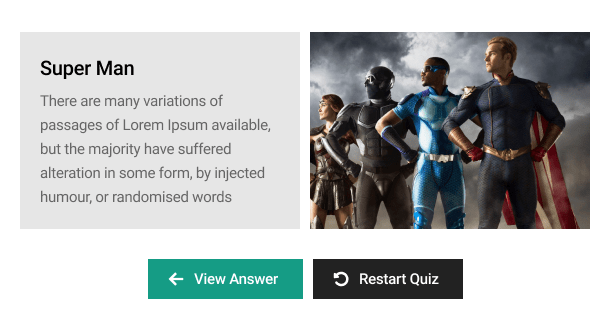 Preview of results in a Forminator personality quiz