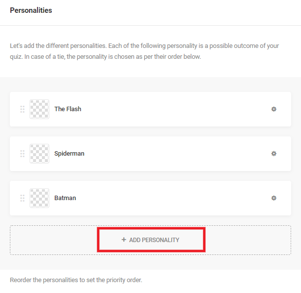 Add a personality outcome to a quiz in Forminator