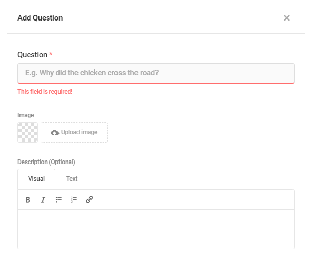 Add title to quiz question