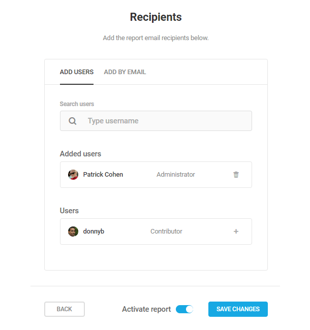 Add registered users as recipients of a Forminator report