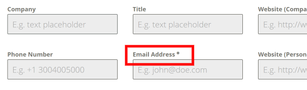 Field titles appear with an asterisk when set to required in a form