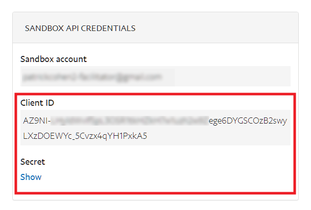 Get PayPal sandbox API keys to connect with Forminator