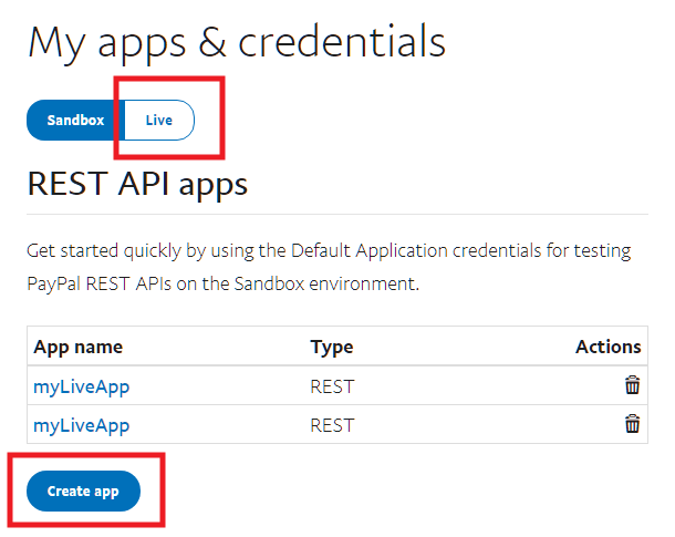 Get live PayPal API keys to connect with Forminator