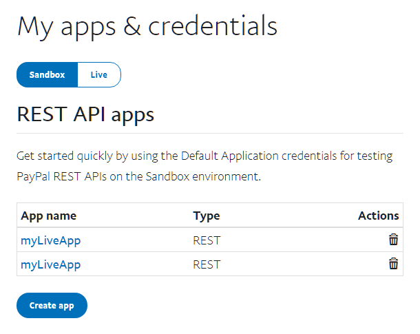 Get PayPal sandbox API keys to connect with Forminator
