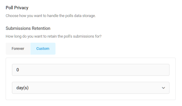 Set poll submission retention period in Forminator