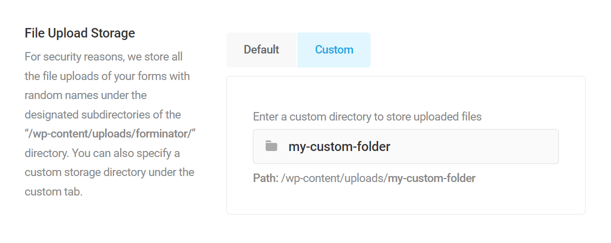 Set a custom file uploads path in Forminator