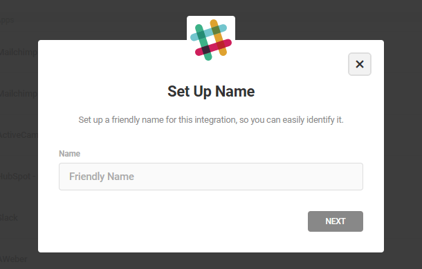 Enter name for Slack integration in Forminator