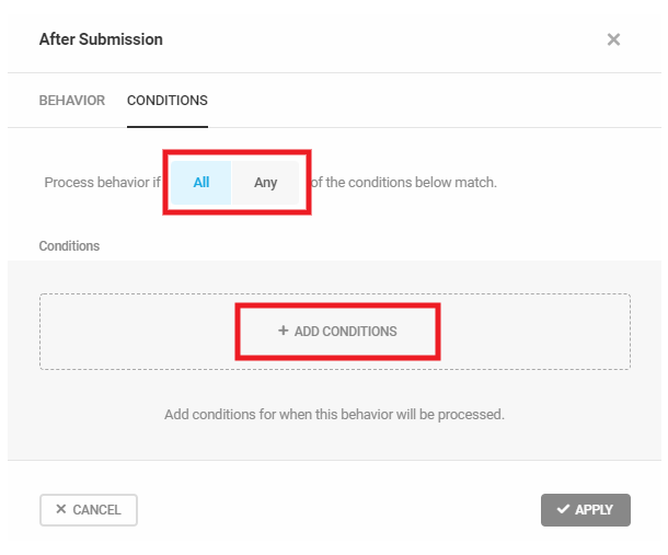 Configure conditions for form submission behavior in Forminator