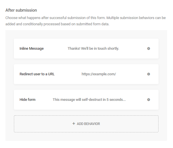 Configure multiple form submission behaviors in Forminator