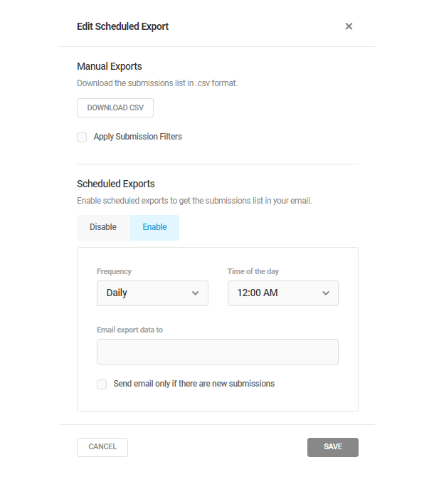 Adjust submission export options in Forminator