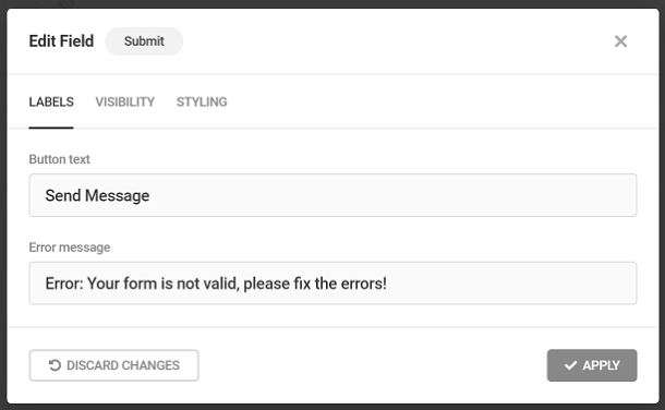 Customize submit button labels in Forminator form