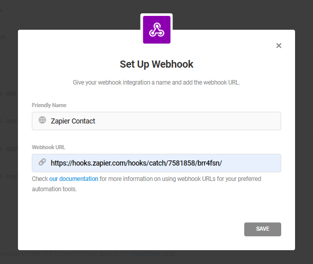 Paste webhook URL and give your integration a name
