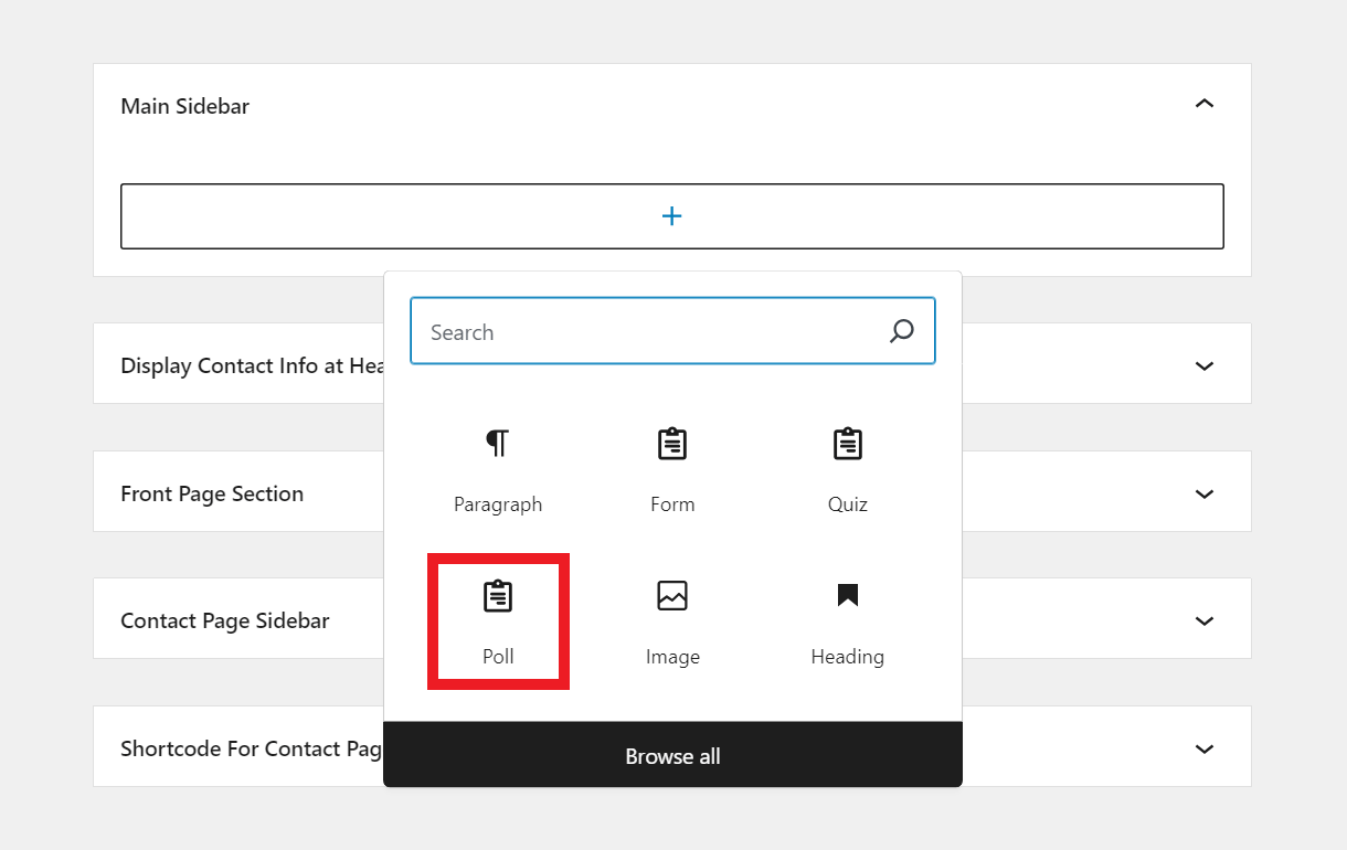 Adding a poll block to widget area