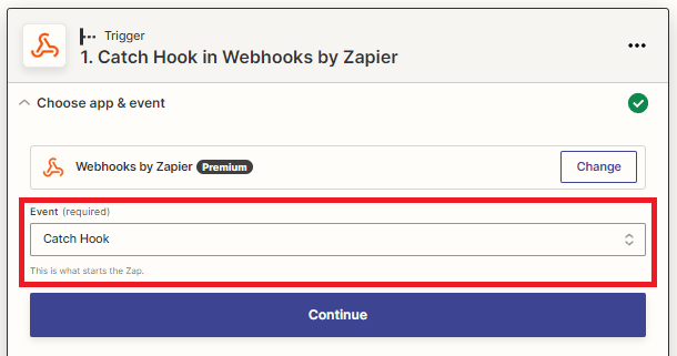 Choose catch hook from the Trigger Event dropdown