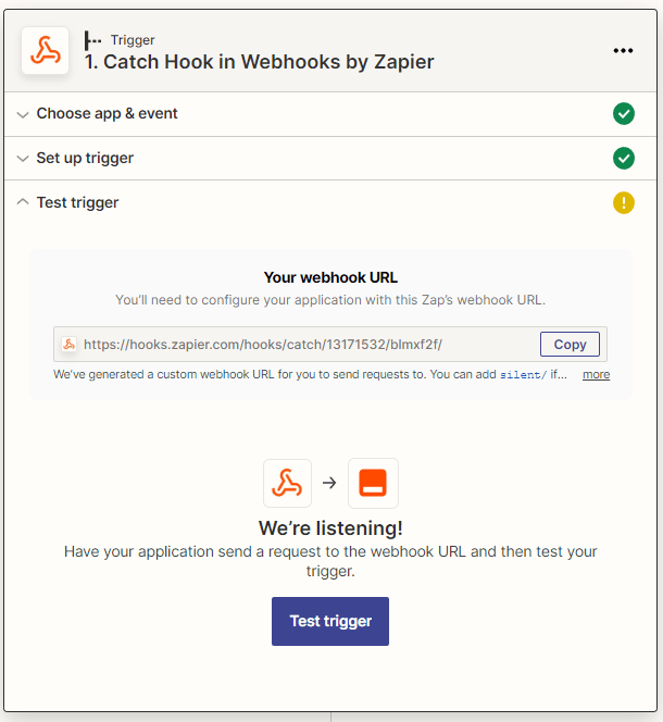 Copy webhook URL