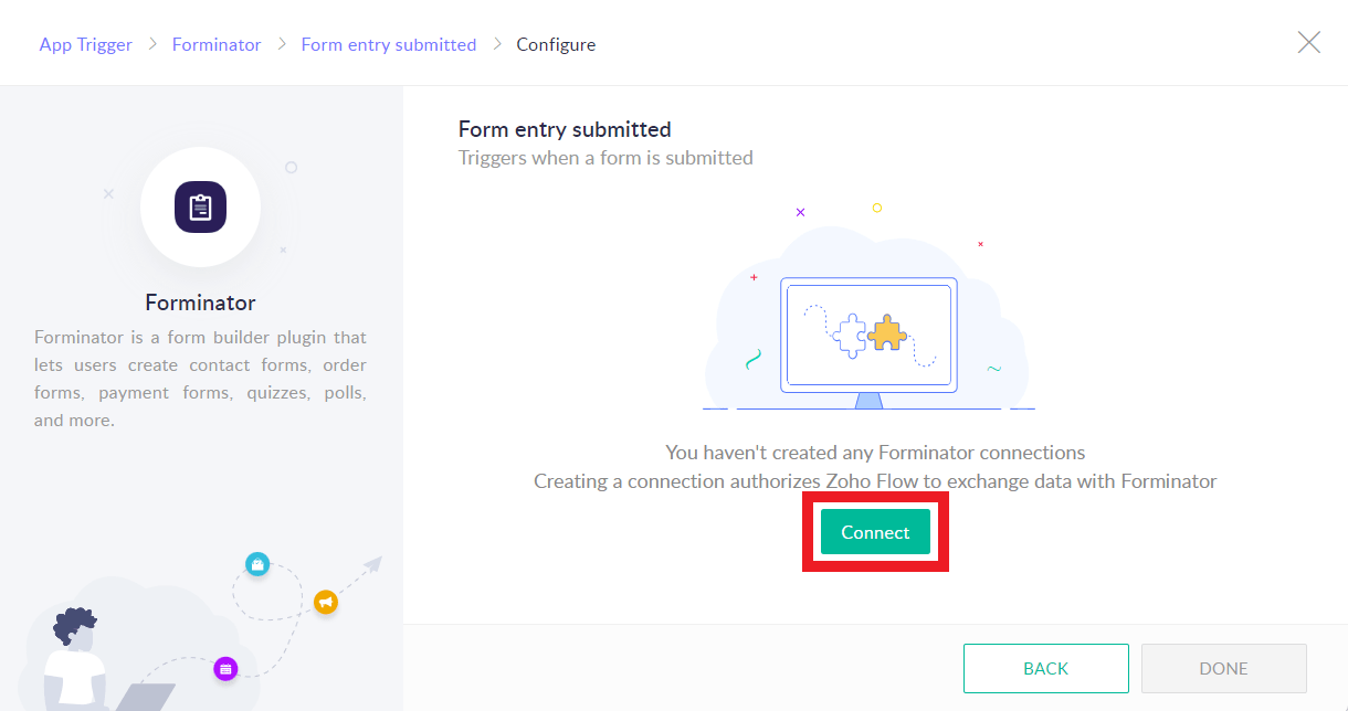 Connect Zoho Flow to a site via API
