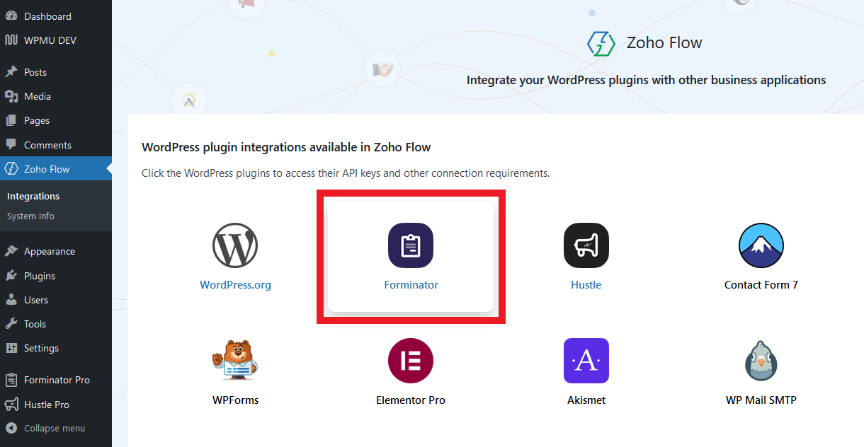 Zoho Flow integration with Forminator