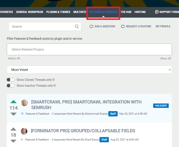 Features & Feedback forum