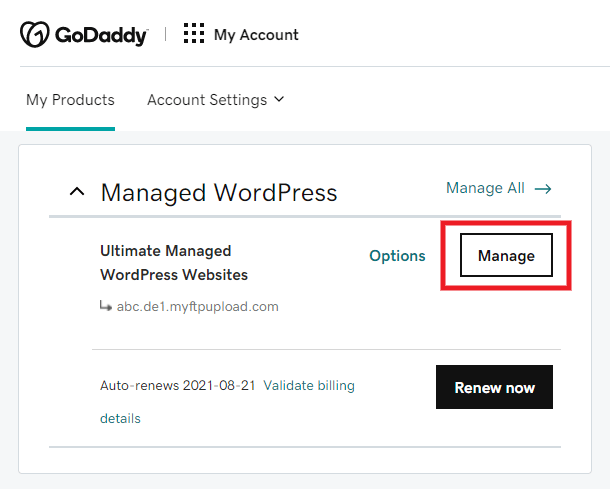 Accessing FTP accounts at GoDaddy