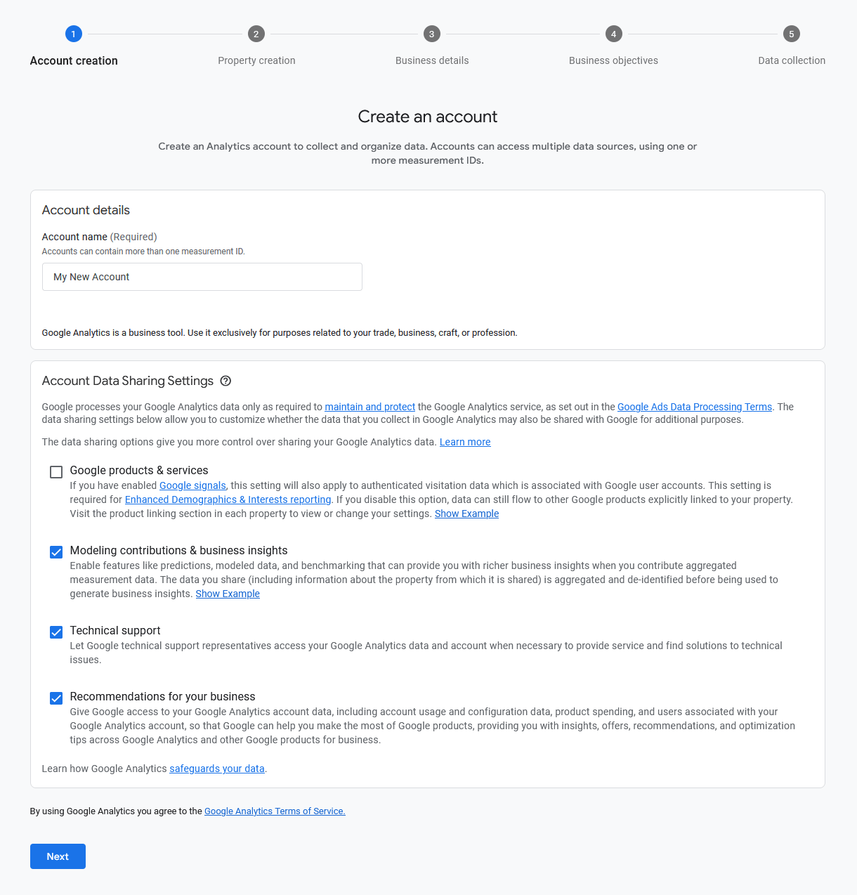 Create a Google Analytics account