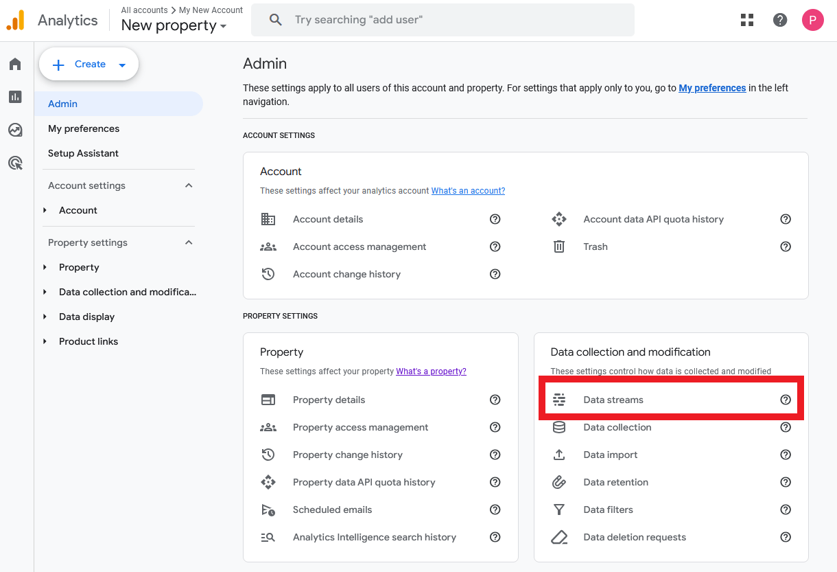 Create a new data stream in Google Analytics