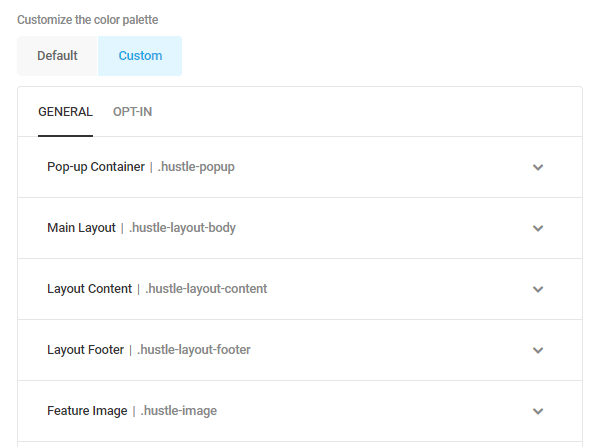 general color elements up to feature image