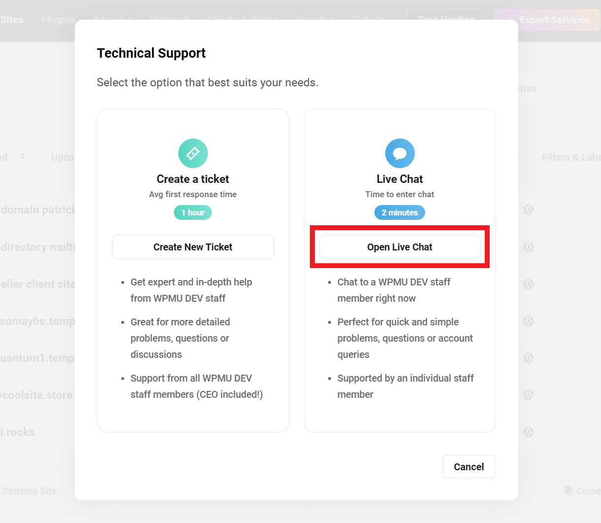 Get live chat support in the Hub
