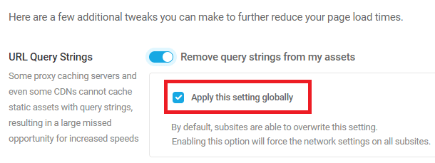 global url query strings settings