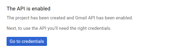 Screenshot Gmail API is enabled