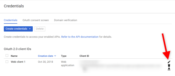 Screenshot of how to retrieve client secret in Google API