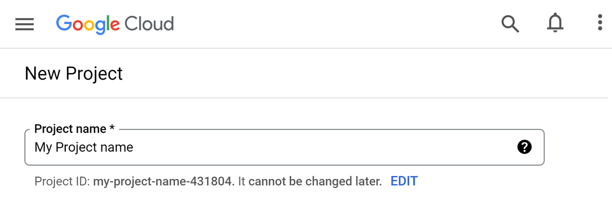 google cloud project name
