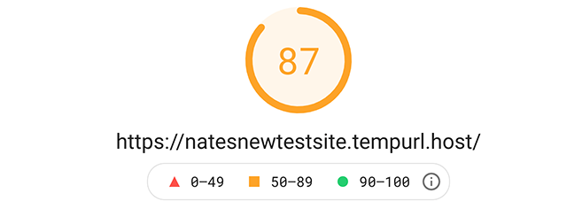 87 google pagespeed insight score of 87.