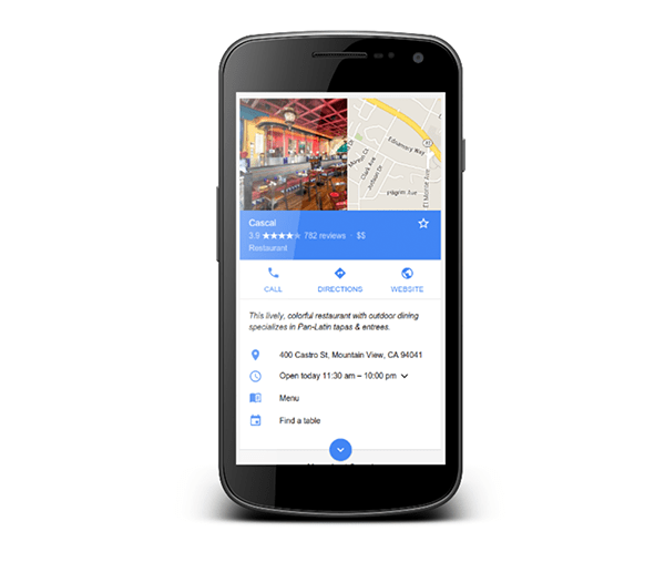 Google schema example on a cell phone.