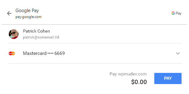 Select credit card to use with Google Pay