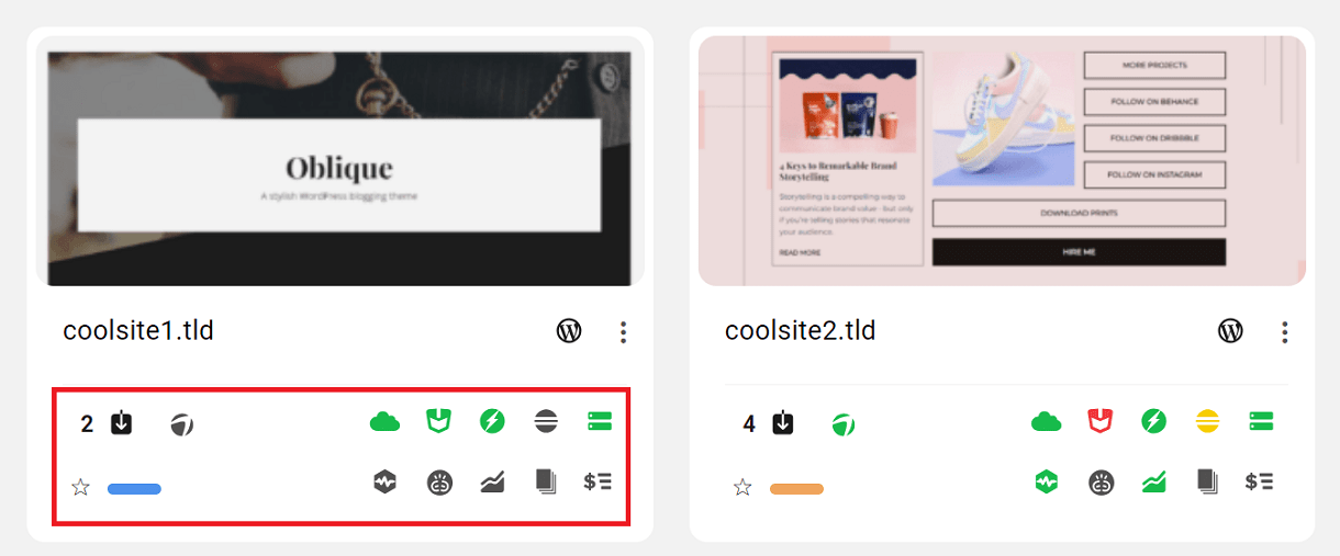 Grid View site icons