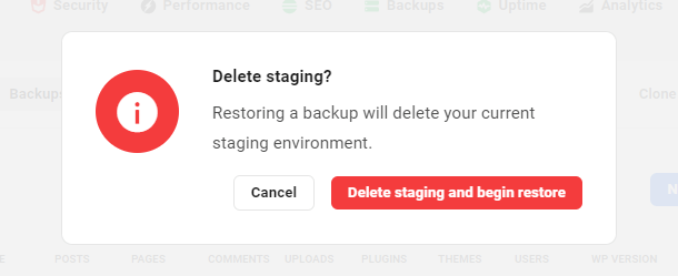Hosting backups restore backup alert