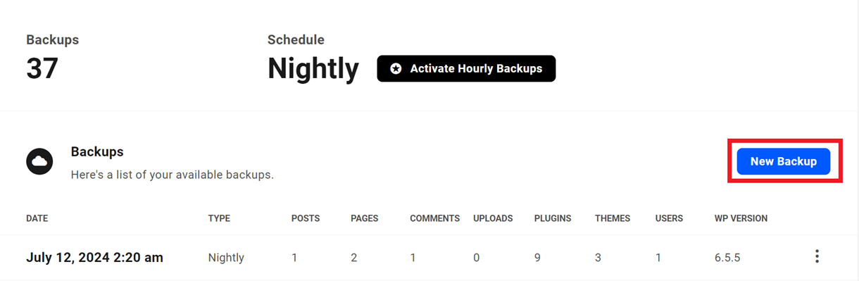 hosting backups newbackup
