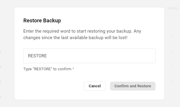 Confirm backup restore