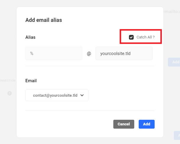 Email catchall alias option in Hub 2.0