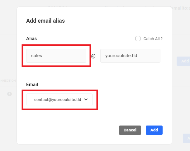 Email alias options in Hub 2.0