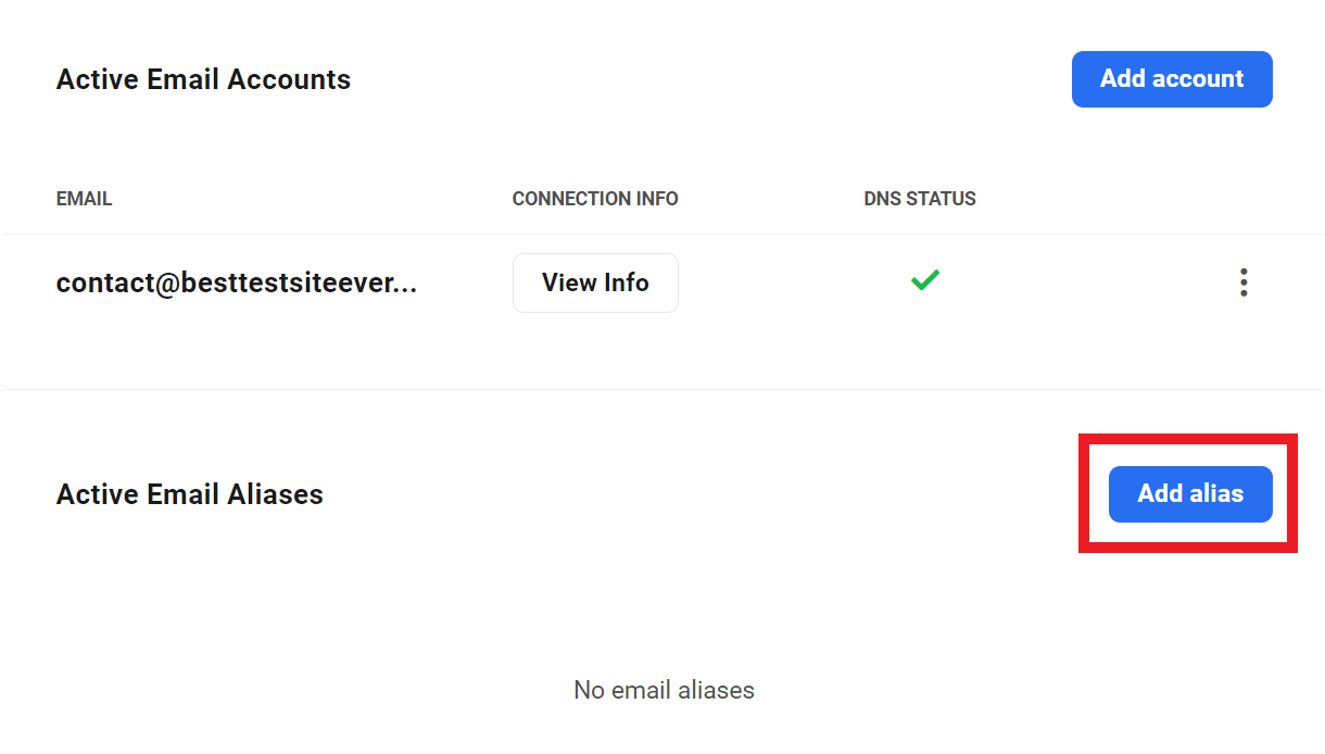 Create email alias in the Hub