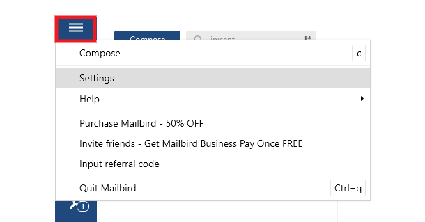 Add new account in Mailbird
