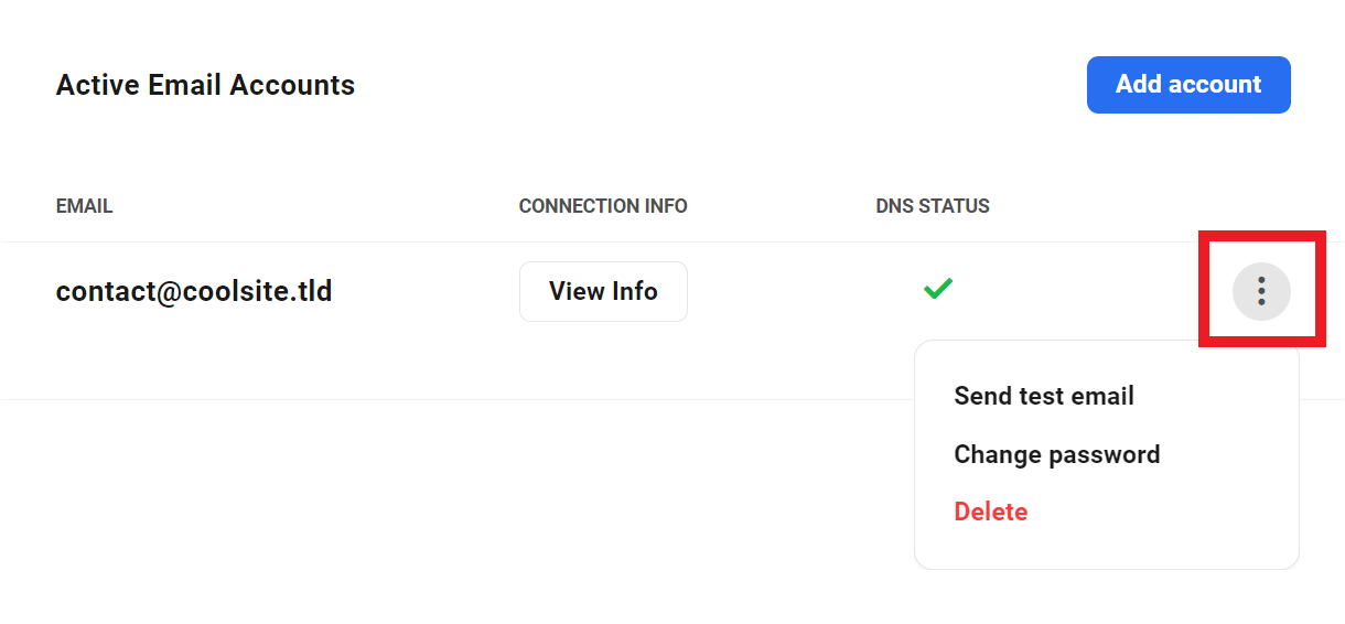 WPMU DEV email account options