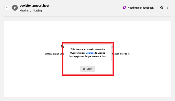 Staging not available on Quantum sites