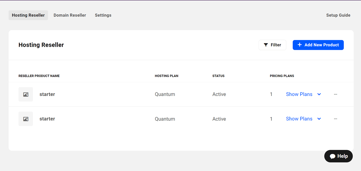 Hosting reseller products